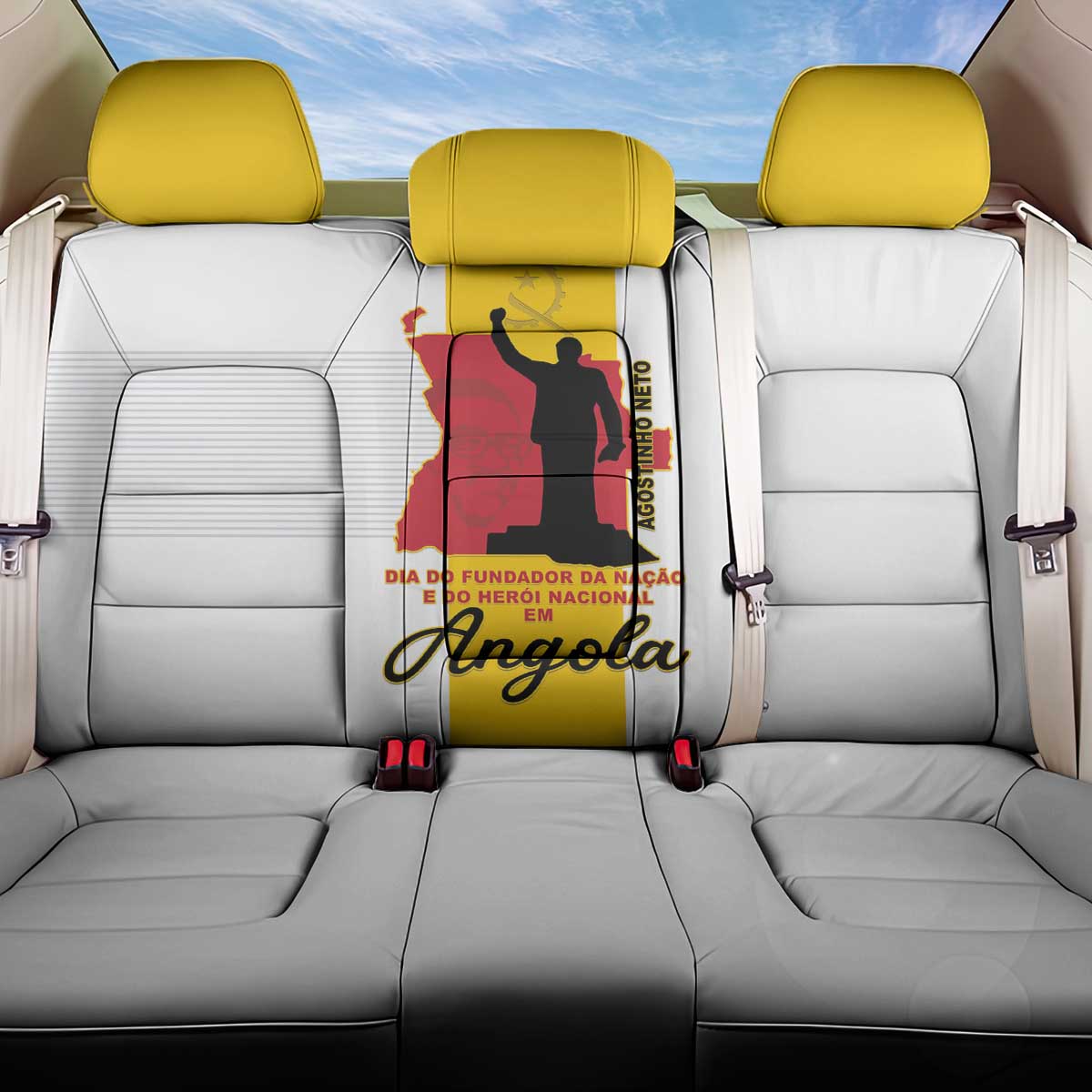 Angola National Heroes Day Back Car Seat Cover Agostinho Neto With Map - Shopicos