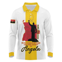 Personalized Angola National Heroes Day Long Sleeve Polo Shirt Agostinho Neto With Map - Shopicos