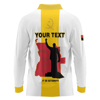 Personalized Angola National Heroes Day Long Sleeve Polo Shirt Agostinho Neto With Map - Shopicos