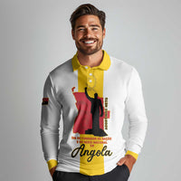 Personalized Angola National Heroes Day Long Sleeve Polo Shirt Agostinho Neto With Map - Shopicos