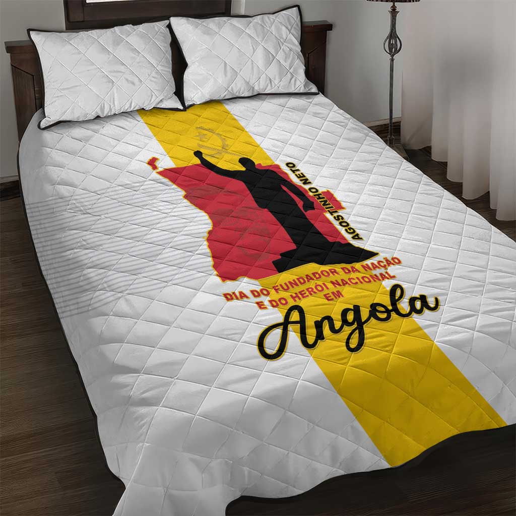 Angola National Heroes Day Quilt Bed Set Agostinho Neto With Map - Shopicos
