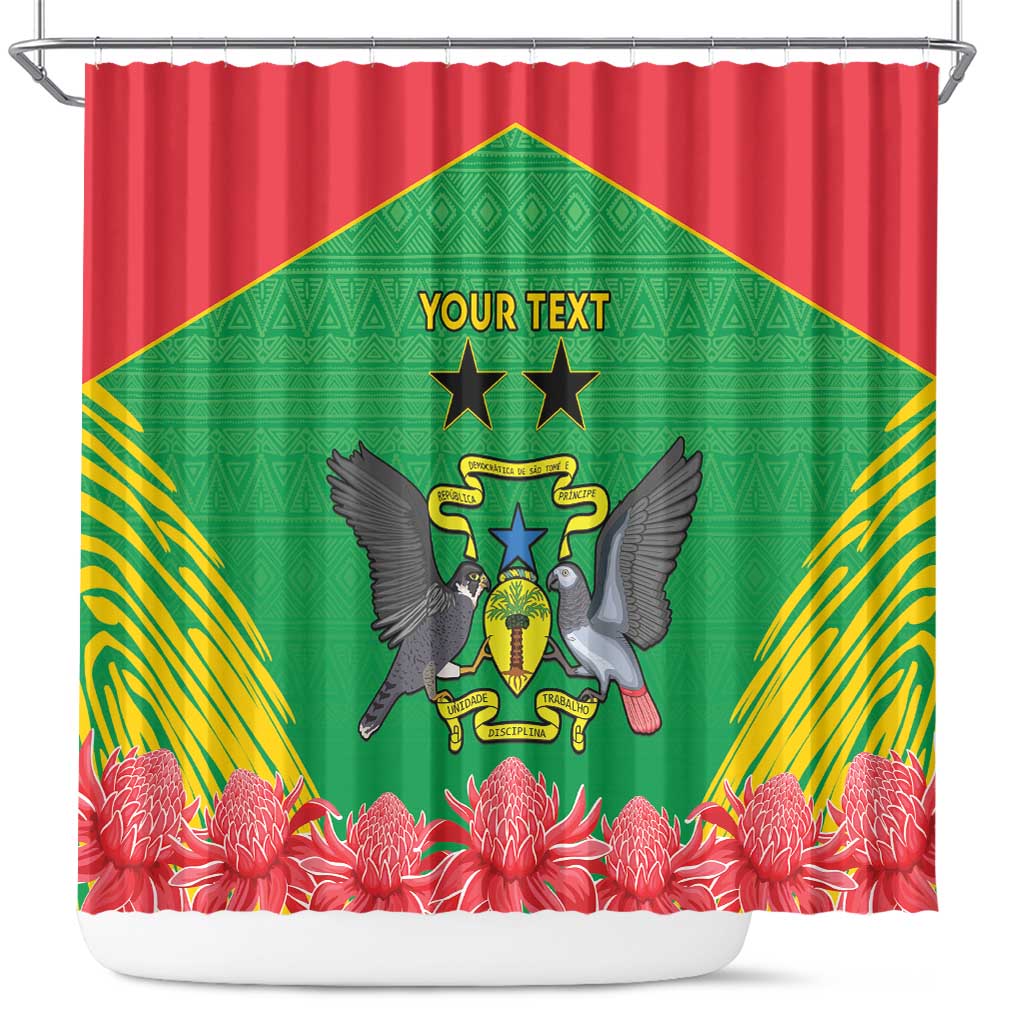 Personalised Sao Tome and Principe Shower Curtain Coat Of Arms With Porcelana Rose - Shopicos