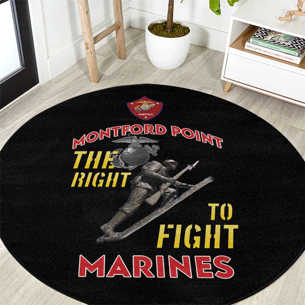 Montford Point Marines Round Carpet The Right To Fight - Black - Shopicos