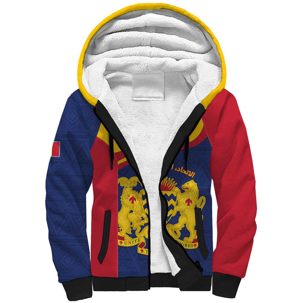 Personalised Chad Sherpa Hoodie Coat Of Arms - African Pattern