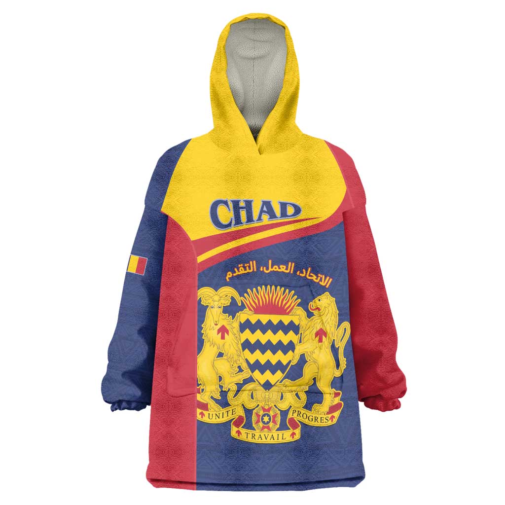 Personalised Chad Wearable Blanket Hoodie Coat Of Arms - African Pattern