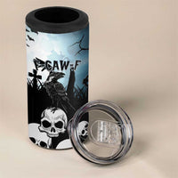 Personalized Funny Halloween F’Caw Raven 4 in 1 Can Cooler Tumbler Black Bird Crow With Skulls - Shopicos