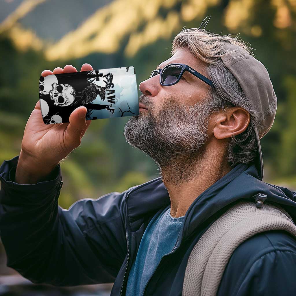 Personalized Funny Halloween F’Caw Raven 4 in 1 Can Cooler Tumbler Black Bird Crow With Skulls - Shopicos