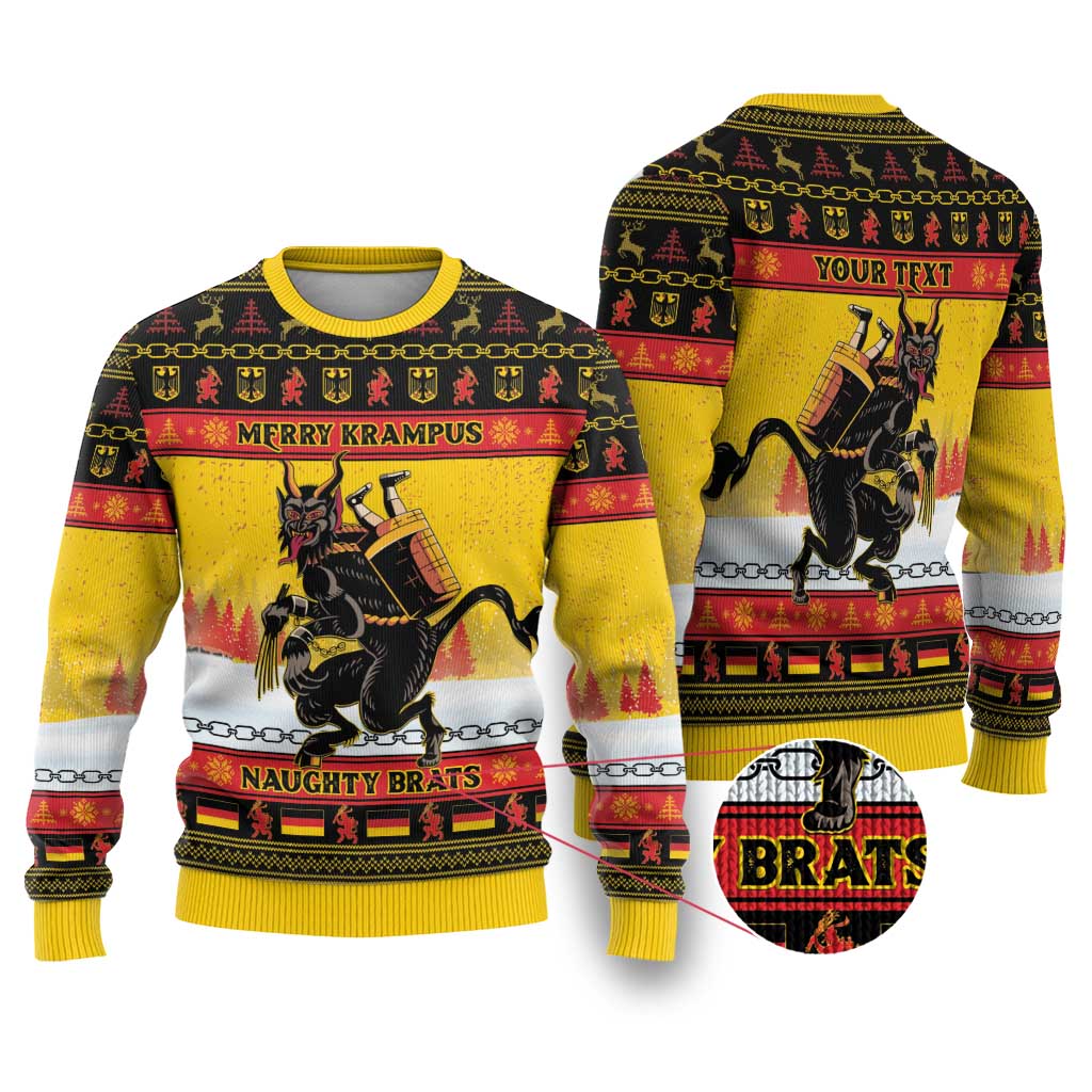 Personalised Germany Christmas Ugly Christmas Sweater Merry Krampus - Shopicos