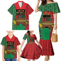 Personalized Happy Kwanzaa Family Matching Mermaid Dress and Hawaiian Shirt Kinara With Kente Pattern - Shopicos