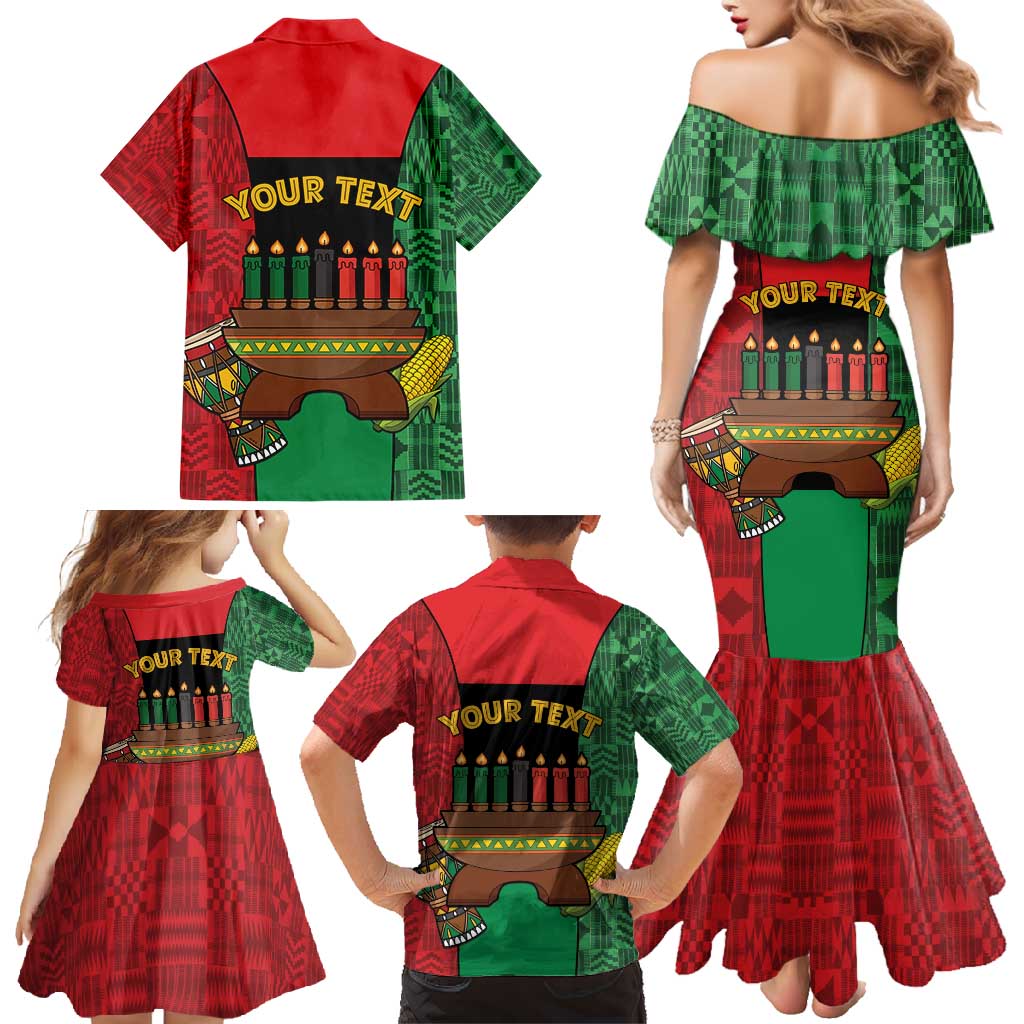 Personalized Happy Kwanzaa Family Matching Mermaid Dress and Hawaiian Shirt Kinara With Kente Pattern - Shopicos