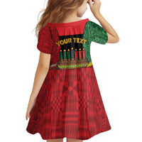 Personalized Happy Kwanzaa Family Matching Off The Shoulder Long Sleeve Dress and Hawaiian Shirt Kinara With Kente Pattern - Shopicos