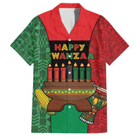 Personalized Happy Kwanzaa Family Matching Off The Shoulder Long Sleeve Dress and Hawaiian Shirt Kinara With Kente Pattern - Shopicos