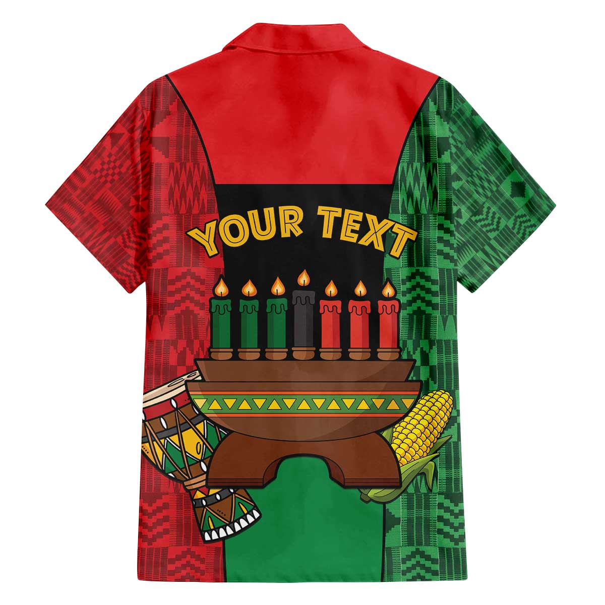 Personalized Happy Kwanzaa Family Matching Off The Shoulder Long Sleeve Dress and Hawaiian Shirt Kinara With Kente Pattern - Shopicos