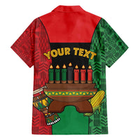 Personalized Happy Kwanzaa Family Matching Off The Shoulder Long Sleeve Dress and Hawaiian Shirt Kinara With Kente Pattern - Shopicos