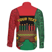 Personalized Happy Kwanzaa Family Matching Off The Shoulder Long Sleeve Dress and Hawaiian Shirt Kinara With Kente Pattern - Shopicos