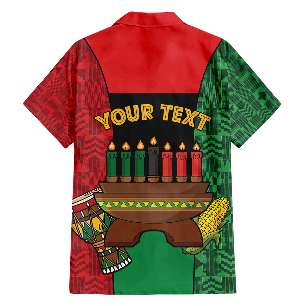 Personalized Happy Kwanzaa Family Matching Short Sleeve Bodycon Dress and Hawaiian Shirt Kinara With Kente Pattern - Shopicos