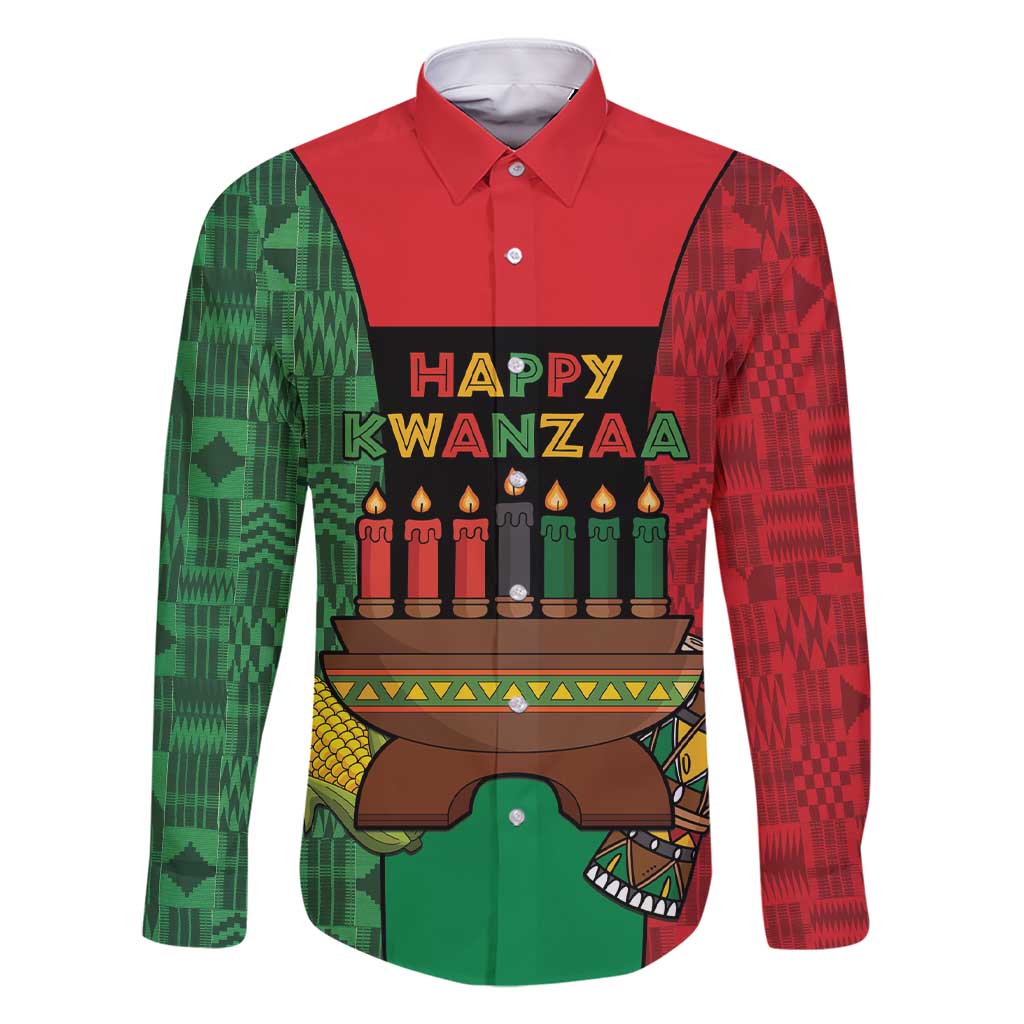 Personalized Happy Kwanzaa Family Matching Short Sleeve Bodycon Dress and Hawaiian Shirt Kinara With Kente Pattern - Shopicos
