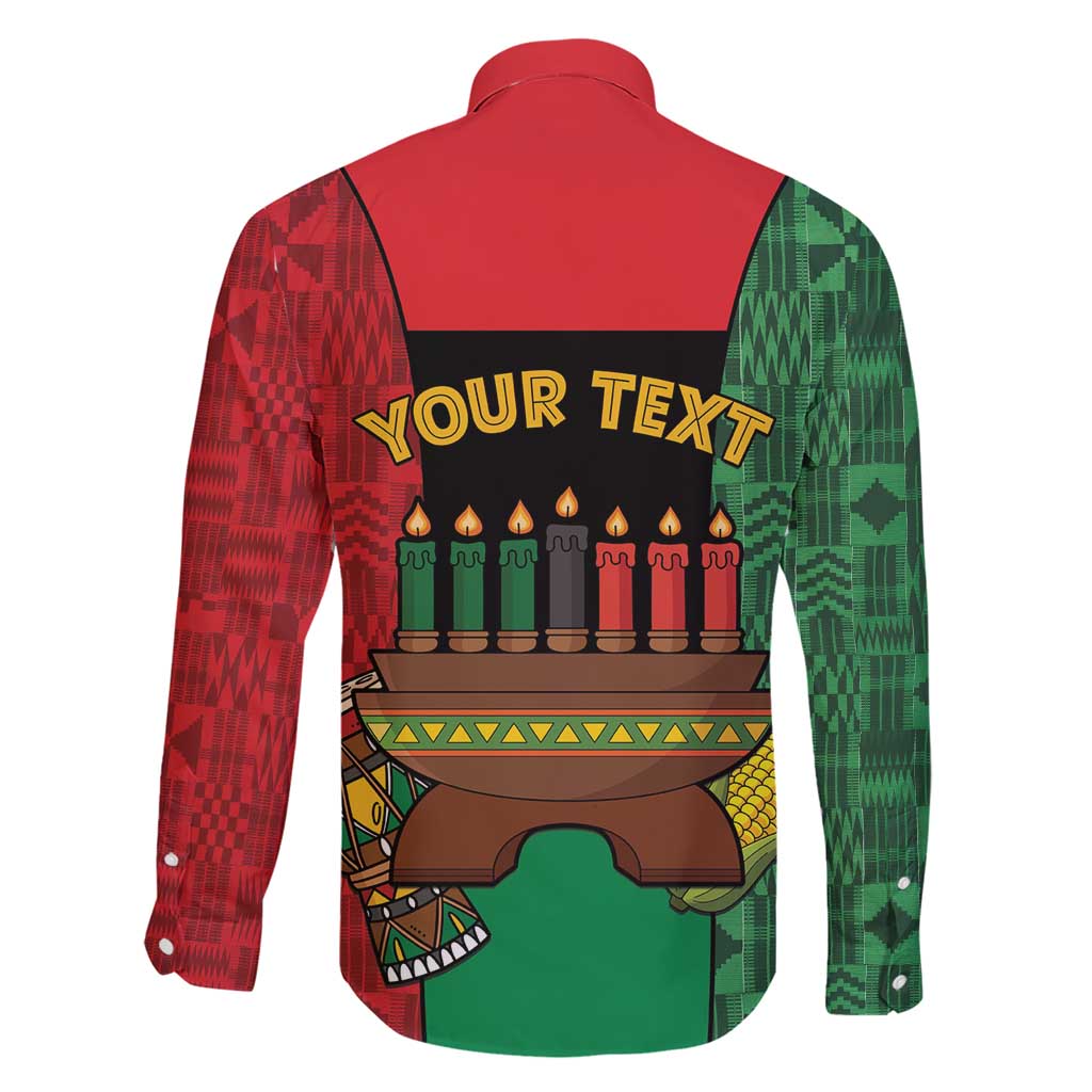 Personalized Happy Kwanzaa Family Matching Short Sleeve Bodycon Dress and Hawaiian Shirt Kinara With Kente Pattern - Shopicos