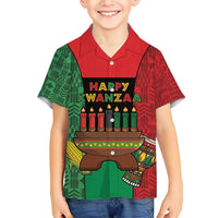 Personalized Happy Kwanzaa Family Matching Short Sleeve Bodycon Dress and Hawaiian Shirt Kinara With Kente Pattern - Shopicos