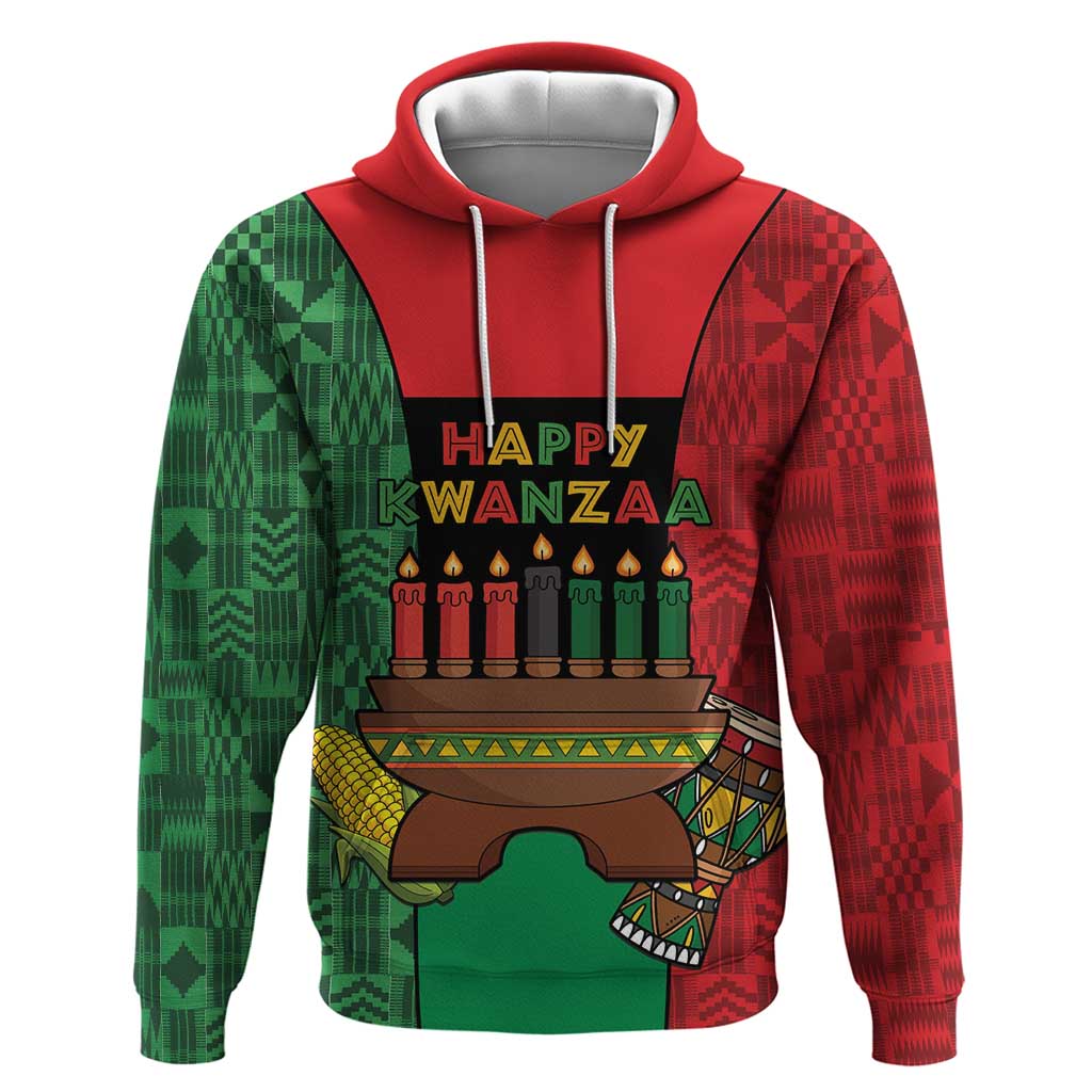 Personalized Happy Kwanzaa Hoodie Kinara With Kente Pattern - Shopicos