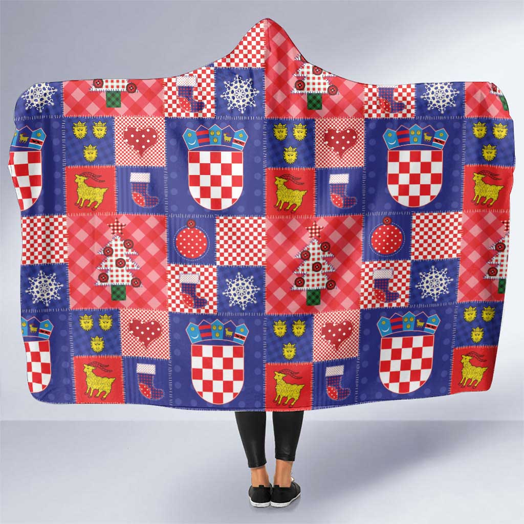 Croatia Christmas Patchwork Hooded Blanket - Shopicos