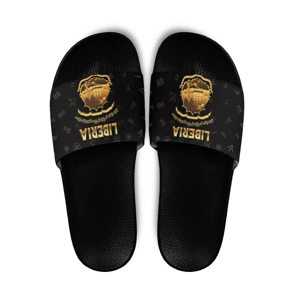 Liberia Vai Syllabary Heritage Slide Sandals National Emblem Golden Style - Shopicos