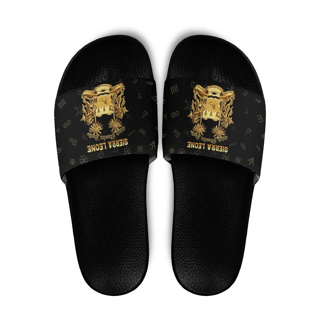 Sierra Leone Vai Syllabary Heritage Slide Sandals National Emblem Golden Style - Shopicos
