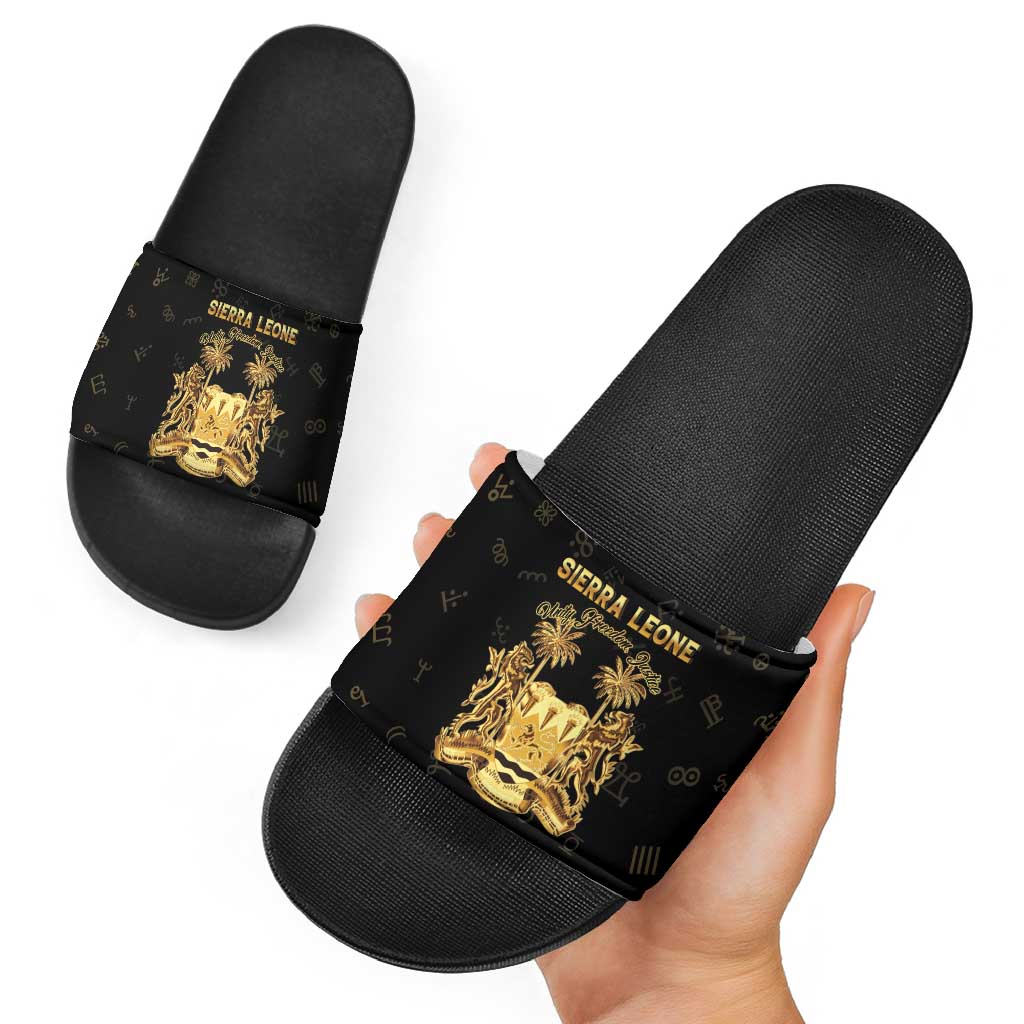 Sierra Leone Vai Syllabary Heritage Slide Sandals National Emblem Golden Style - Shopicos