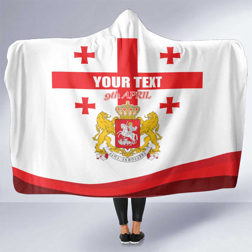 Personalized Georgia National Unity Day Hooded Blanket 9th April with Coat of Arms and Flag