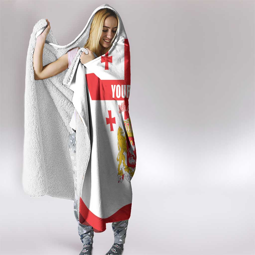 Personalized Georgia National Unity Day Hooded Blanket 9th April with Coat of Arms and Flag