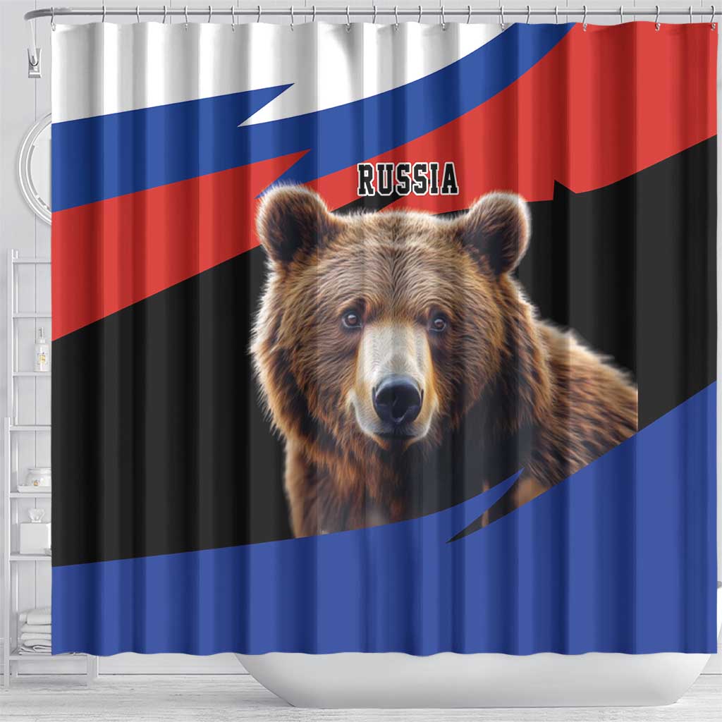 Russia Brown Bear and Chamomile Flower Shower Curtain LT17 - Shopicos
