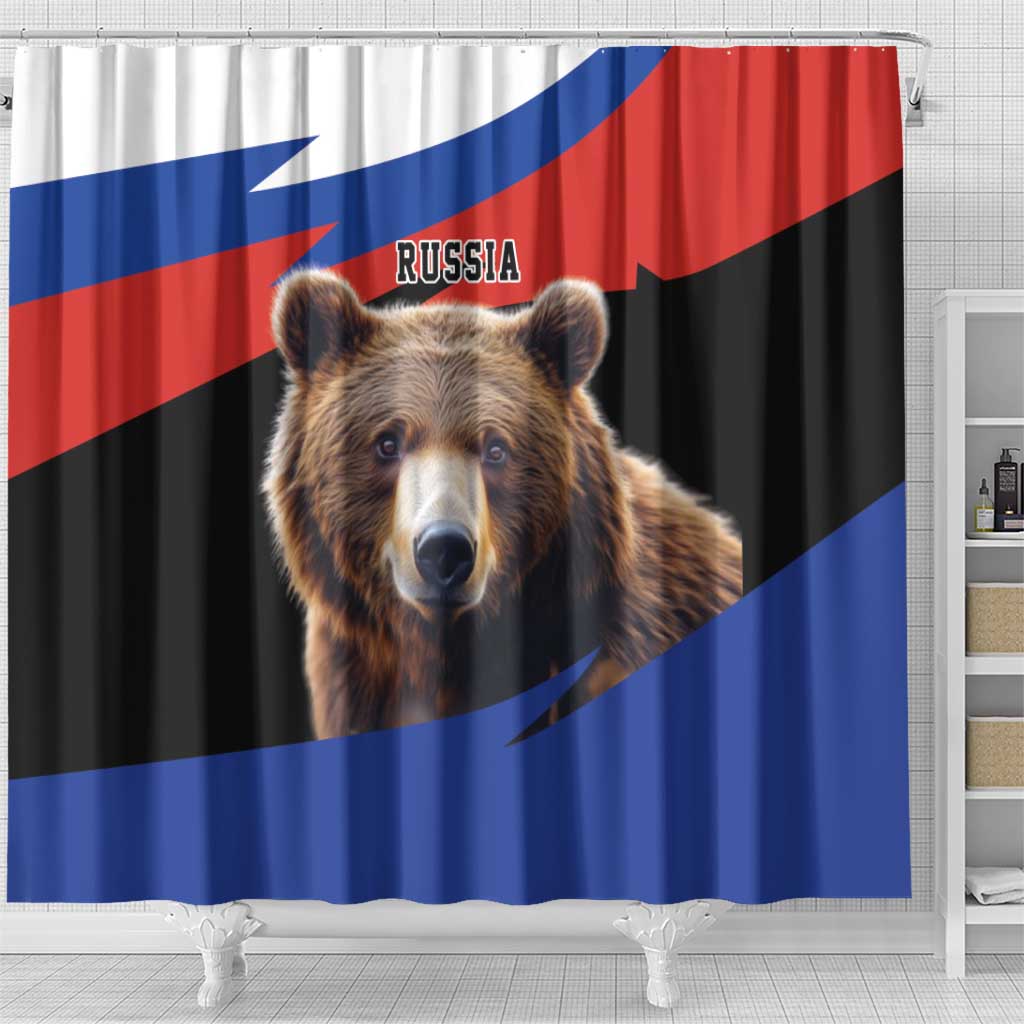 Russia Brown Bear and Chamomile Flower Shower Curtain LT17 - Shopicos