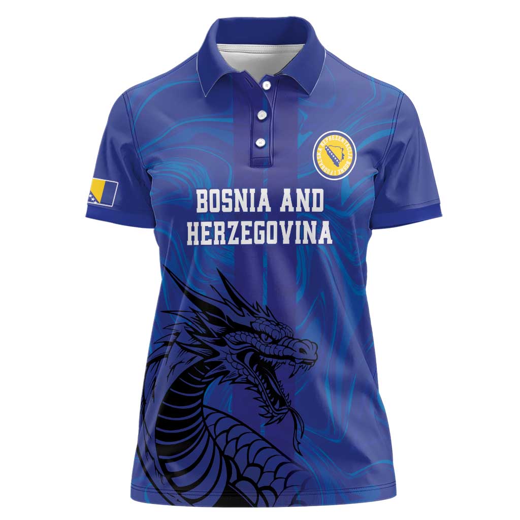 Custom Bosnia and Herzegovina Football Women Polo Shirt The Dragons Go Champions - Shopicos