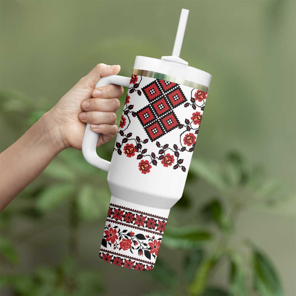 Ukraine Tumbler With Handle Ukrainian Traditional Folk Patterns