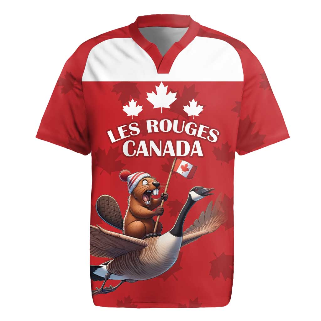 Custom Canada Rugby Rugby Jersey Beaver Riding A Goose - Shopicos