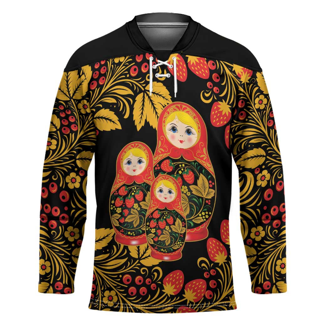 Russian Matryoshka Doll Hockey Jersey Khokhloma Patterns - Shopicos