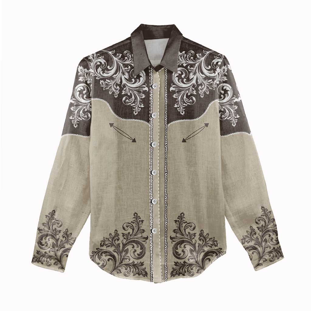 Vintage Western Cowboy Women Casual Shirt Brown Version - Shopicos