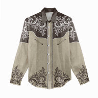 Vintage Western Cowboy Women Casual Shirt Brown Version - Shopicos