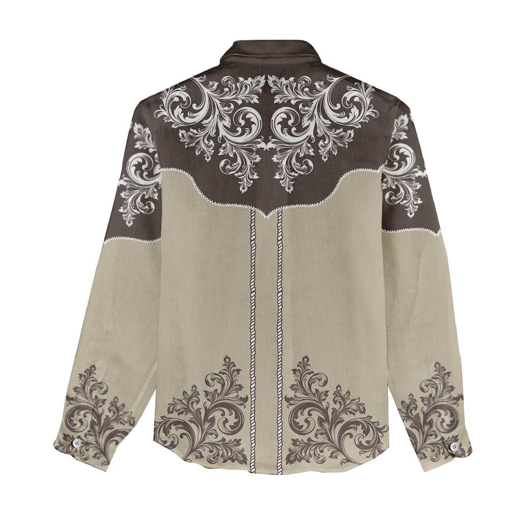 Vintage Western Cowboy Women Casual Shirt Brown Version - Shopicos