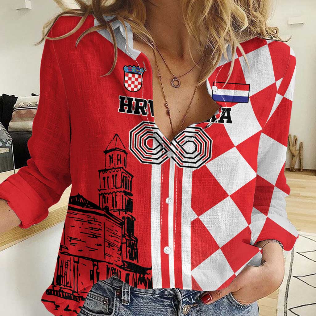 Custom Croatia Women Casual Shirt Checkerboard Hrvatska Simple Style - Shopicos