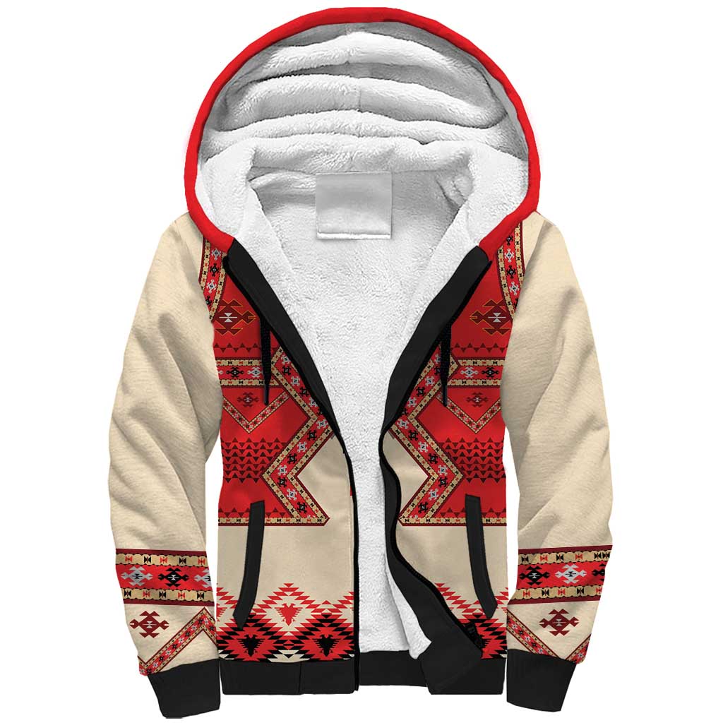 Folk Albanian Patterns Eagle Sherpa Hoodie - Shopicos
