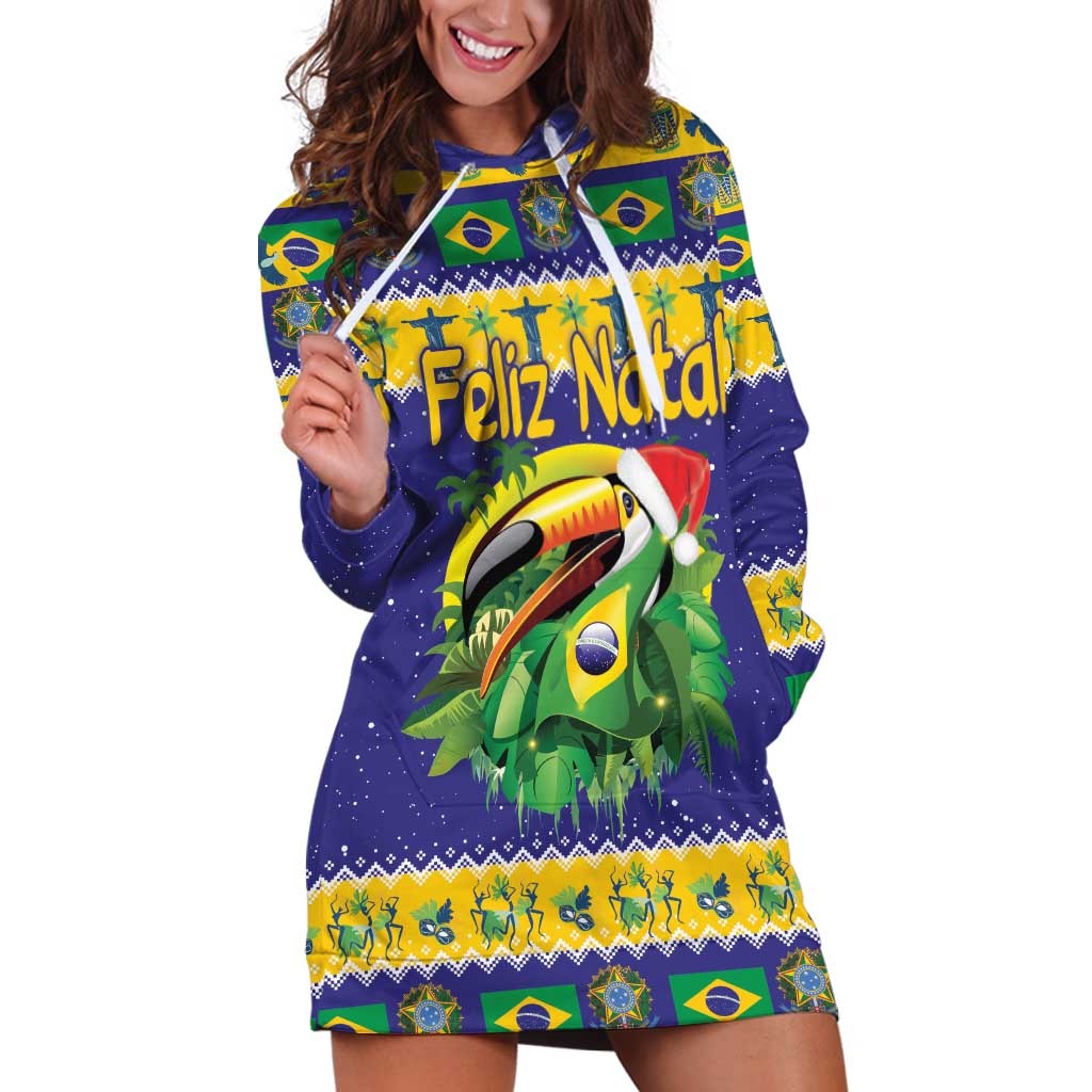 Personalized Brazil Christmas Hoodie Dress Toco Toucan with Brazil Flag - Shopicos