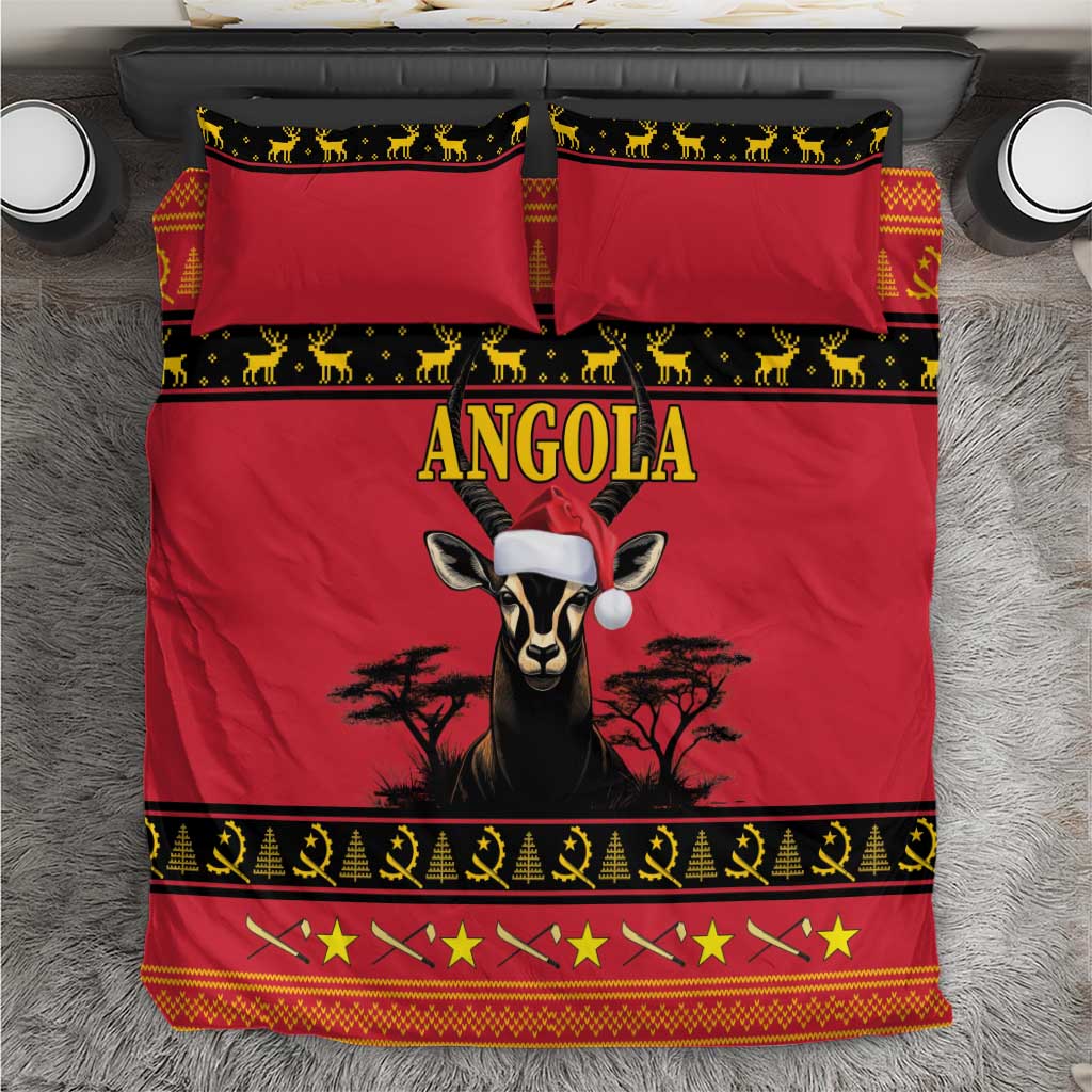 Angola Christmas Bedding Set Giant Sable Antelope Virtus Unita Fortior - Shopicos