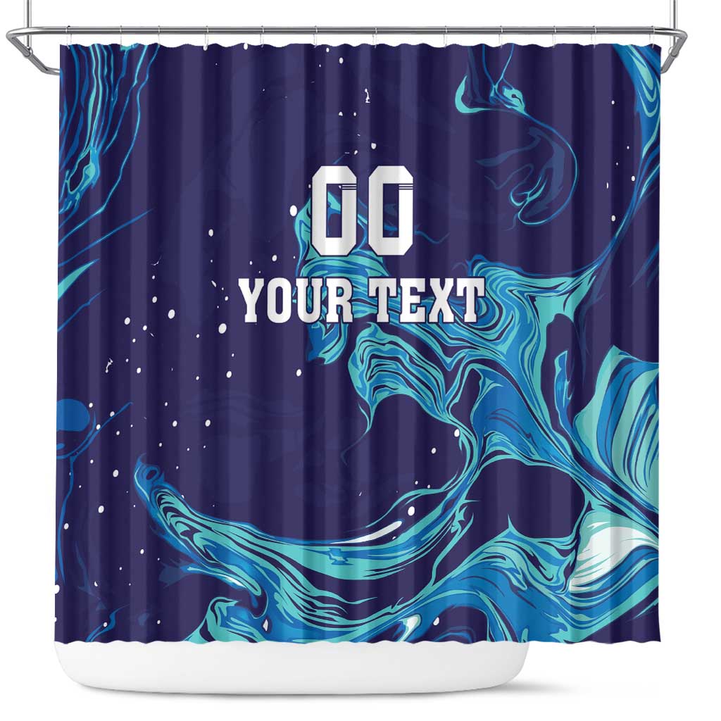 Custom Italy Rugby Shower Curtain Gli Azzurri Flame Pattern - Shopicos