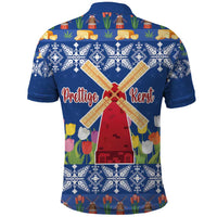 Netherlands Christmas Polo Shirt Windmills With Tulip Flowers - Shopicos