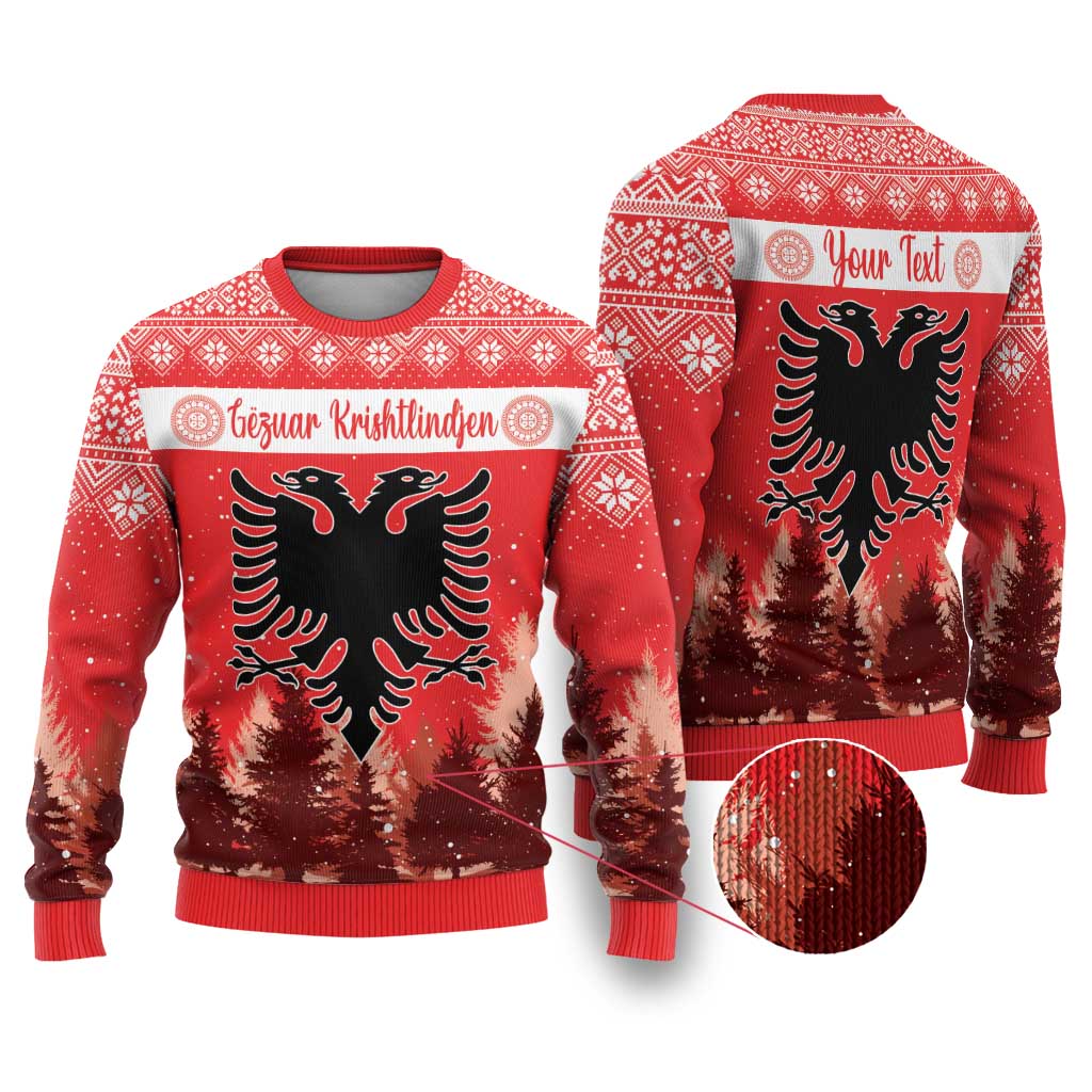 Personalized Albania Christmas Ugly Christmas Sweater The Double-headed Eagle Christmas Pattern - Shopicos