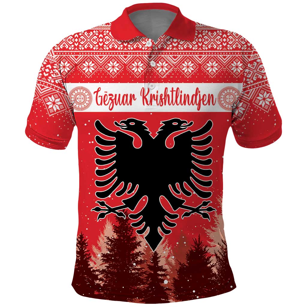 Personalized Albania Christmas Polo Shirt The Double-headed Eagle Christmas Pattern - Shopicos