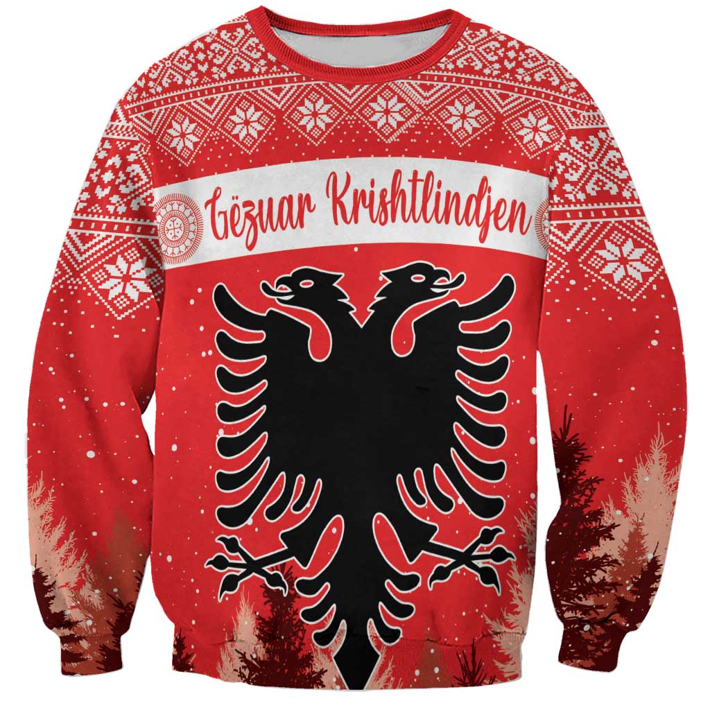 Personalized Albania Christmas Sweatshirt The Double-headed Eagle Christmas Pattern - Shopicos