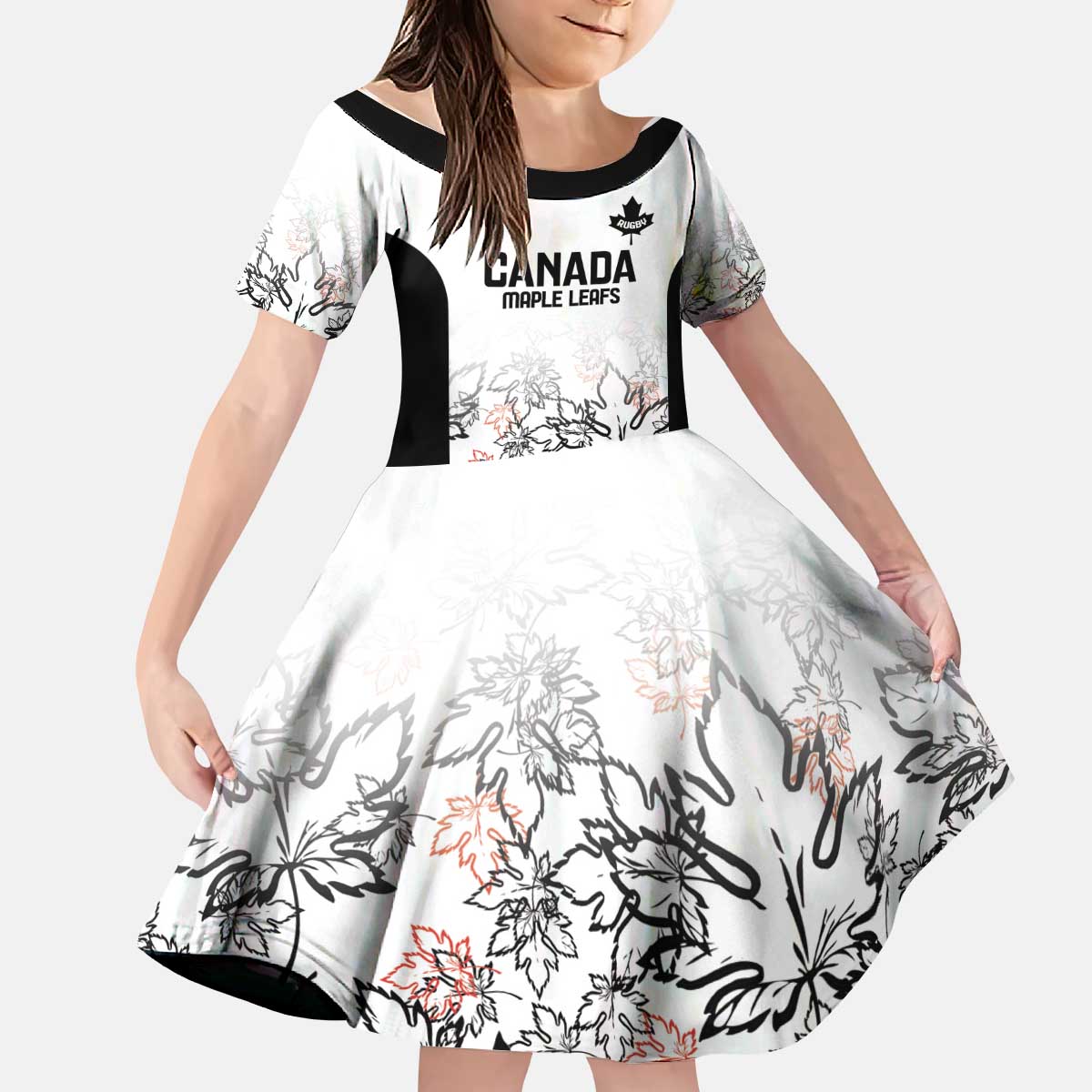 Canada Rugby Custom Kid Short Sleeve Dress Maple Leafs Go Champion - Shopicos