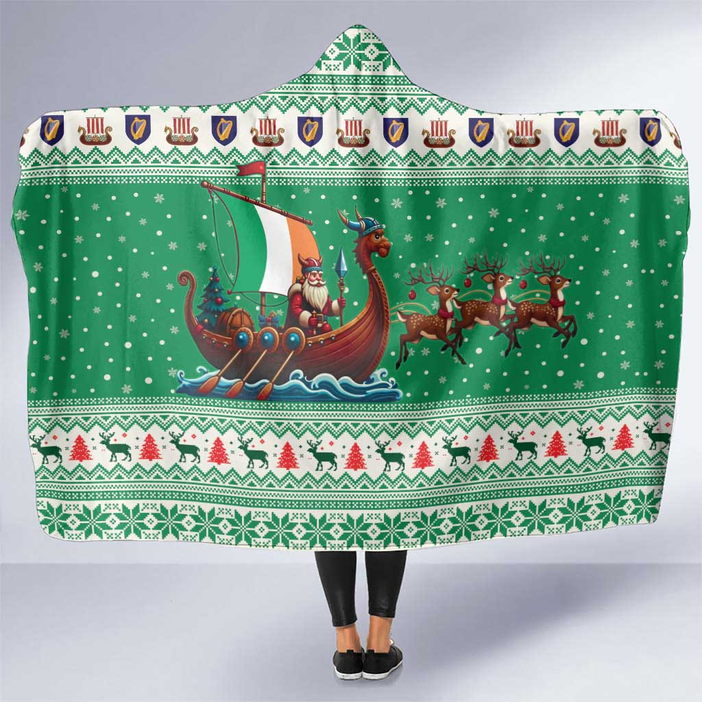 Ireland Viking Santa Christmas Hooded Blanket Funny Reindeer Norse Xmas - Shopicos